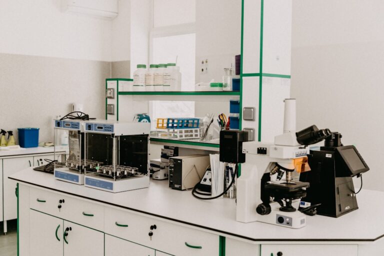 Modern analytical laboratory used for research documentation review