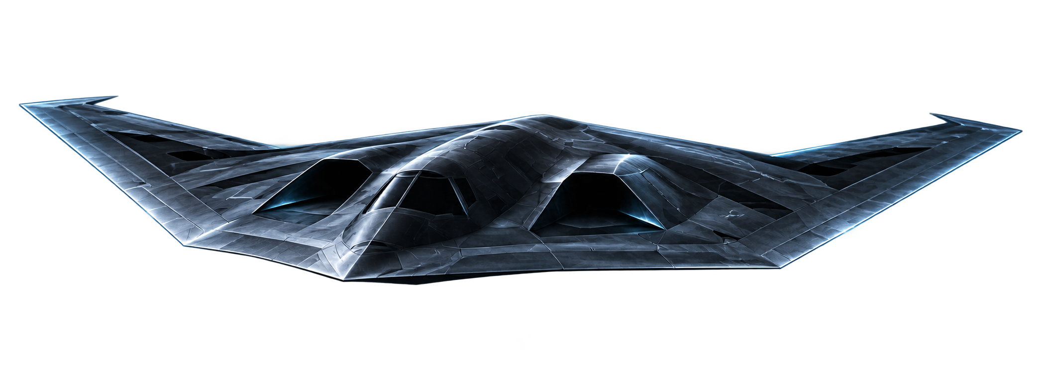 Graphite stealth bomber with a transparent background